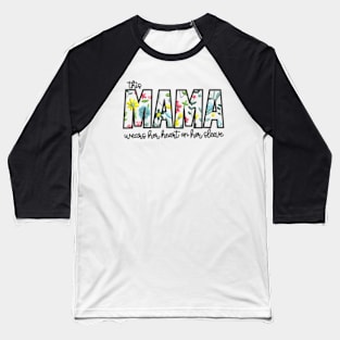 This Mama Wears Her Heart on Her Sleeve Embroidered Sweatshirt,Custom Mama Floral Crewneck With Kids Names, Heart On Sleeve, Gift For New Mom, Mother's Day Gift Baseball T-Shirt